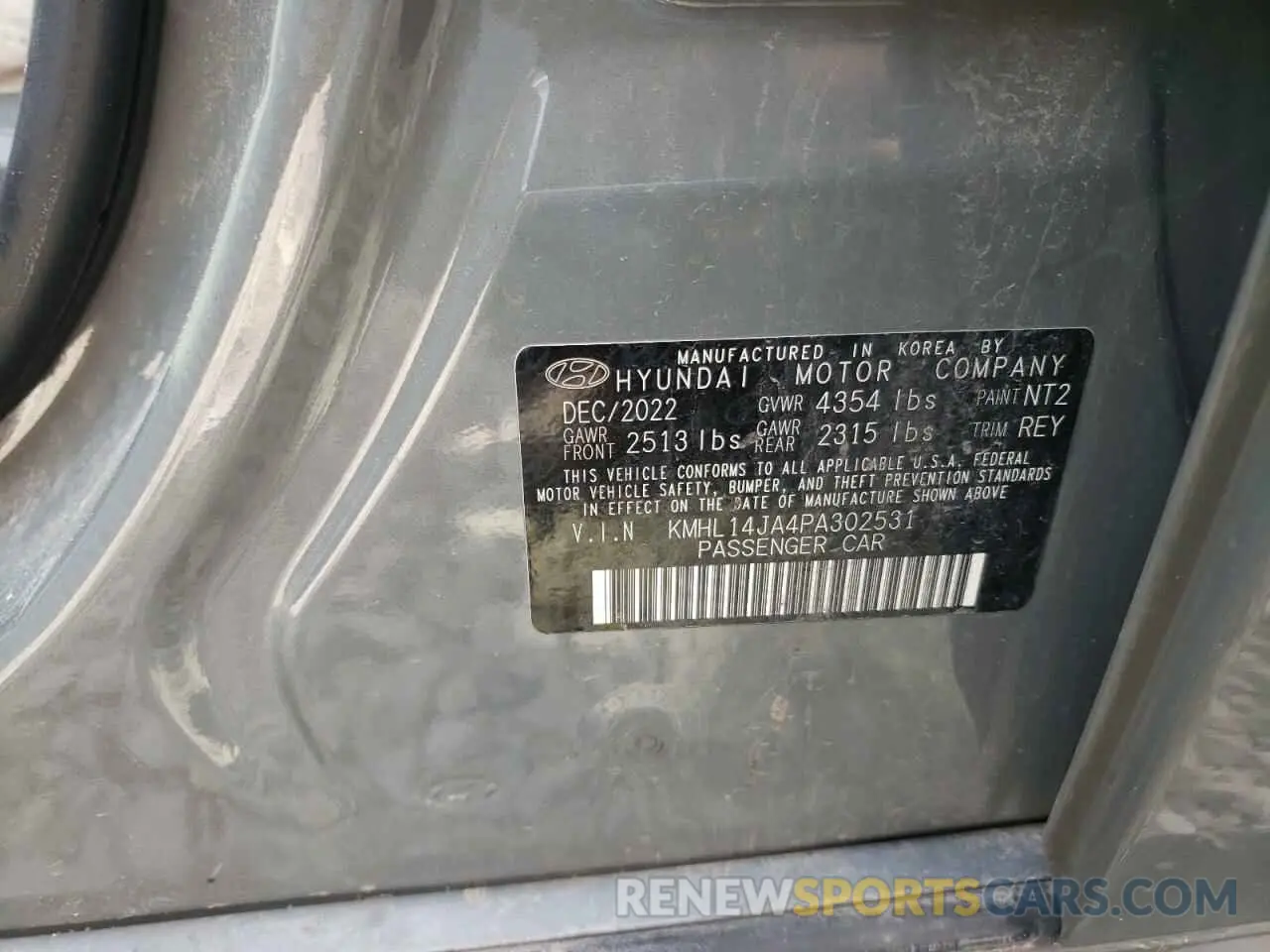 12 fotografías del automóvil dañado KMHL14JA4PA302531 HYUNDAI SONATA 2023