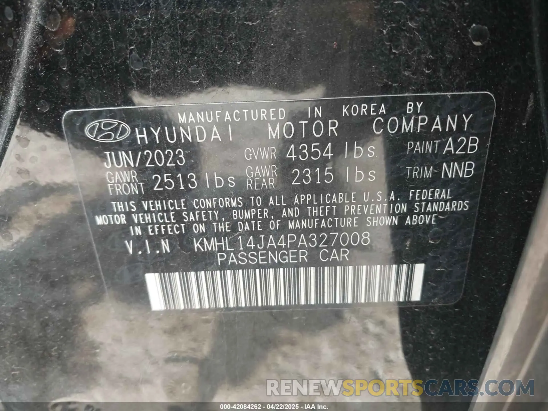 9 fotografías del automóvil dañado KMHL14JA4PA327008 HYUNDAI SONATA 2023