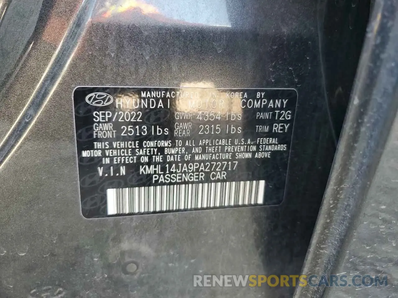 12 fotografías del automóvil dañado KMHL14JA9PA272717 HYUNDAI SONATA 2023