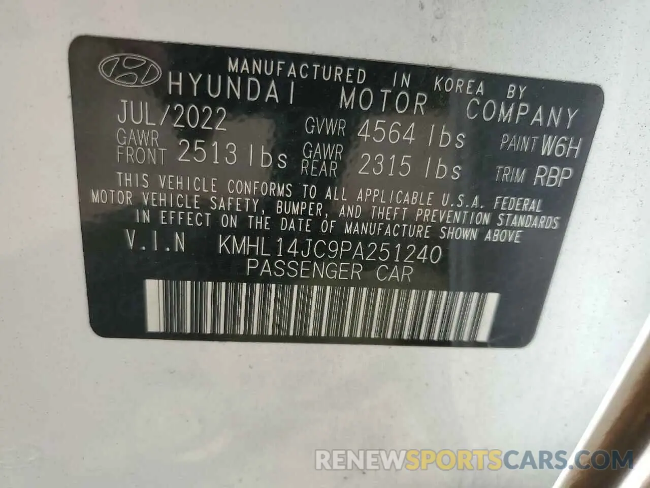 12 fotografías del automóvil dañado KMHL14JC9PA251240 HYUNDAI SONATA 2023