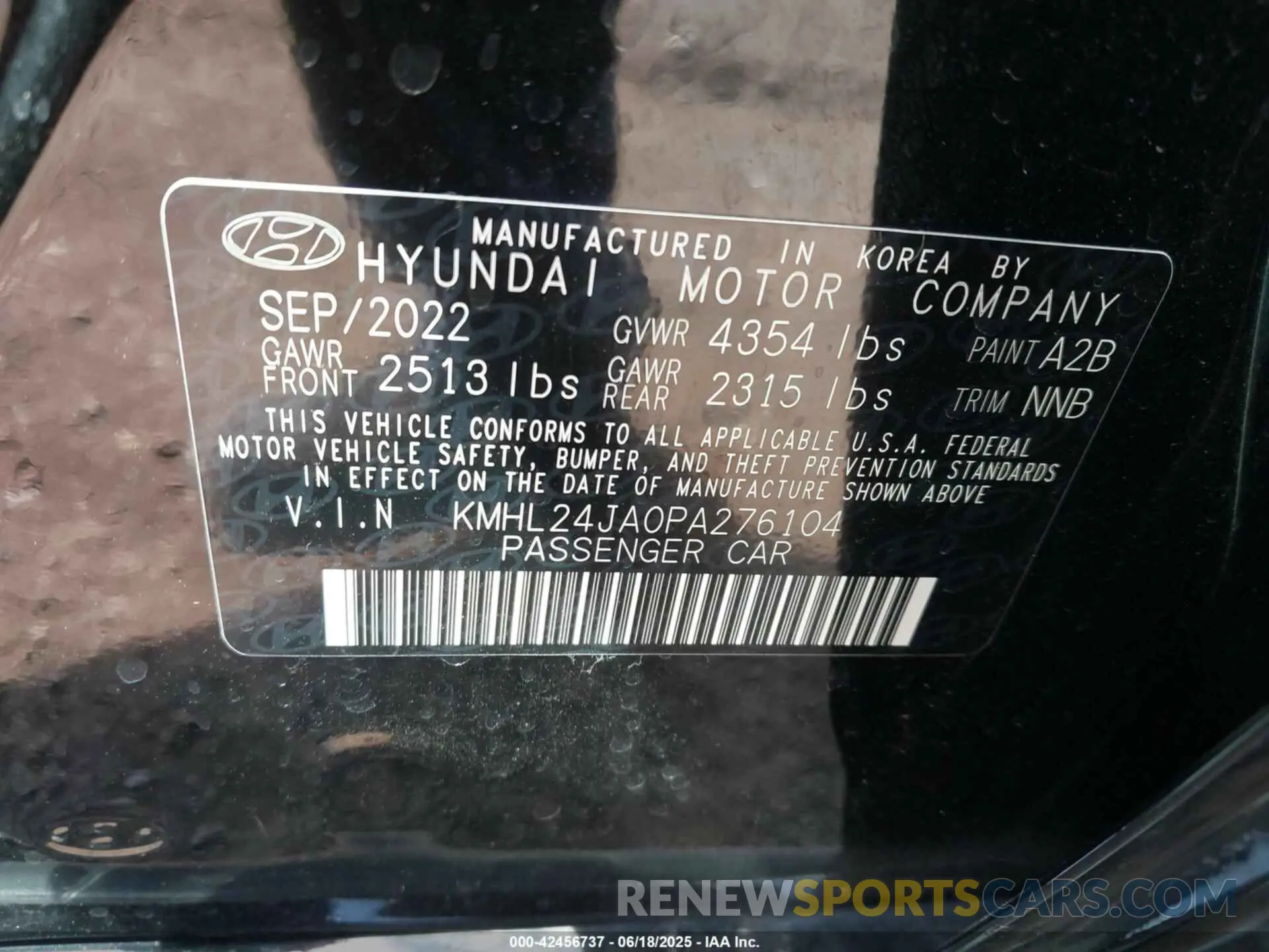 9 fotografías del automóvil dañado KMHL24JA0PA276104 HYUNDAI SONATA 2023