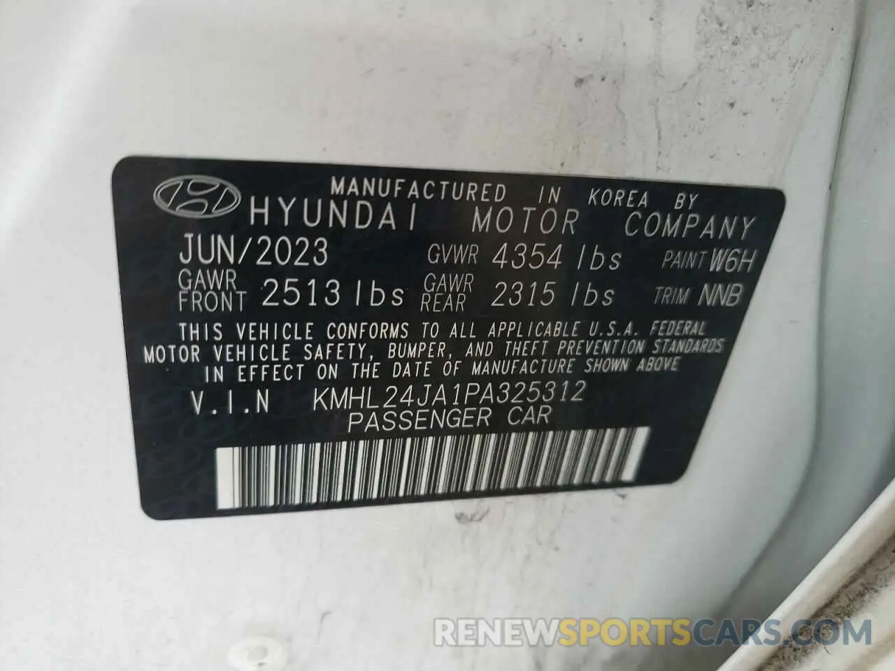 14 fotografías del automóvil dañado KMHL24JA1PA325312 HYUNDAI SONATA 2023