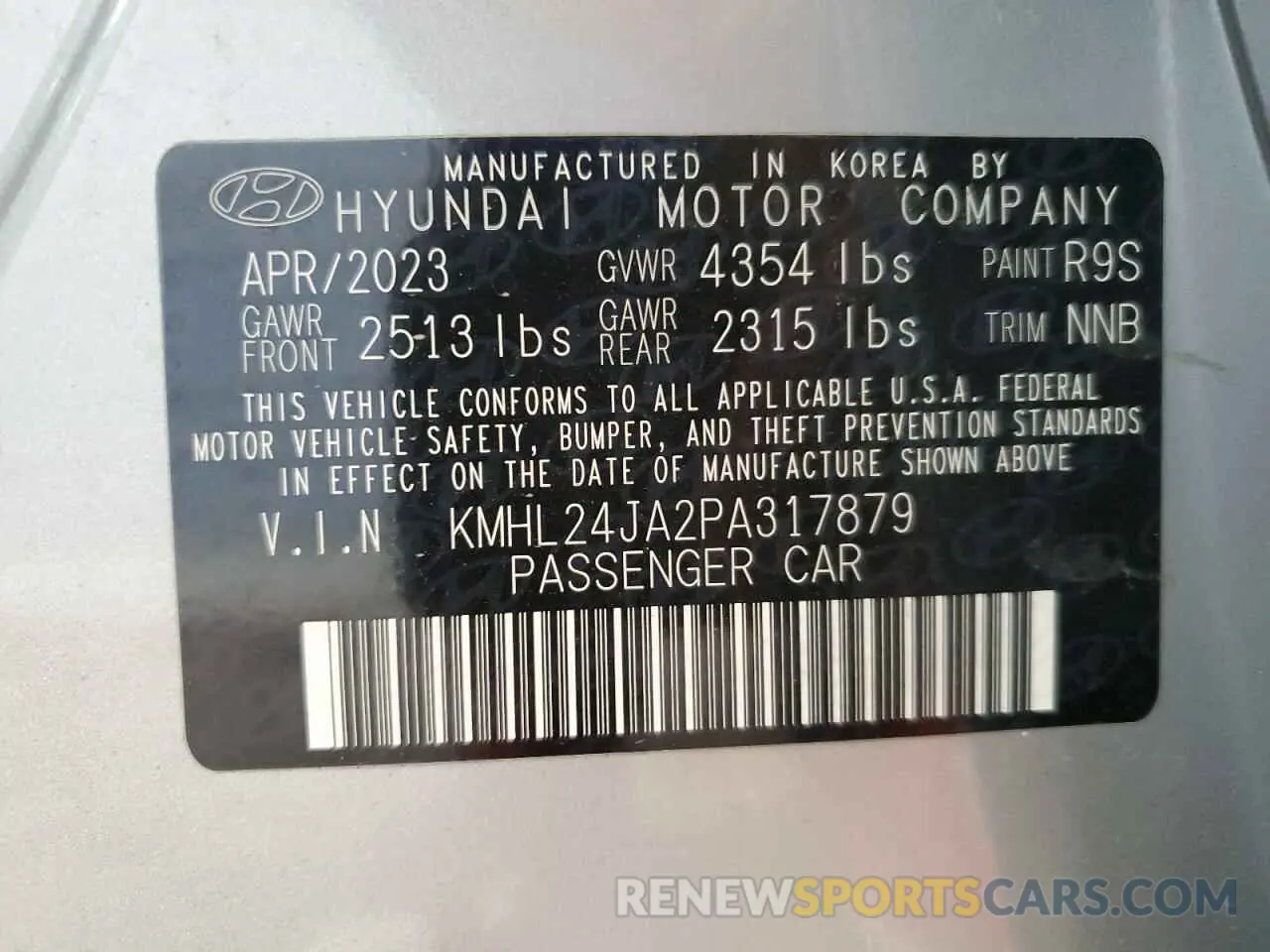 12 fotografías del automóvil dañado KMHL24JA2PA317879 HYUNDAI SONATA 2023
