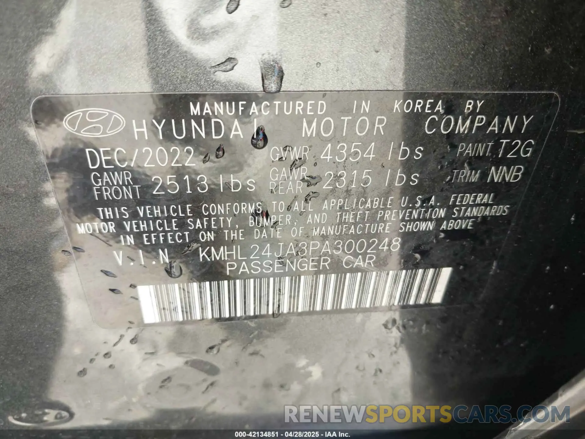 9 fotografías del automóvil dañado KMHL24JA3PA300248 HYUNDAI SONATA 2023