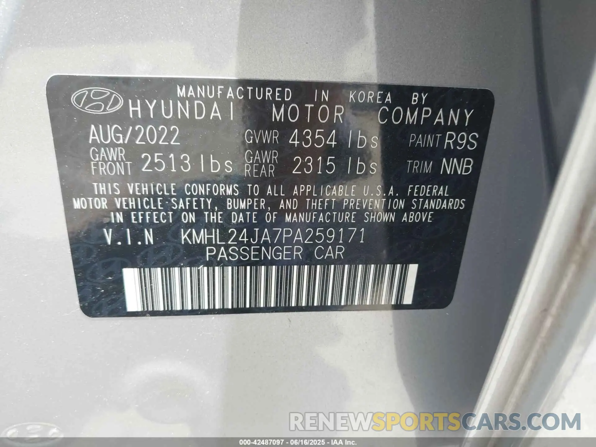 9 fotografías del automóvil dañado KMHL24JA7PA259171 HYUNDAI SONATA 2023