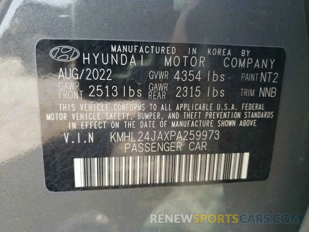 14 fotografías del automóvil dañado KMHL24JAXPA259973 HYUNDAI SONATA 2023