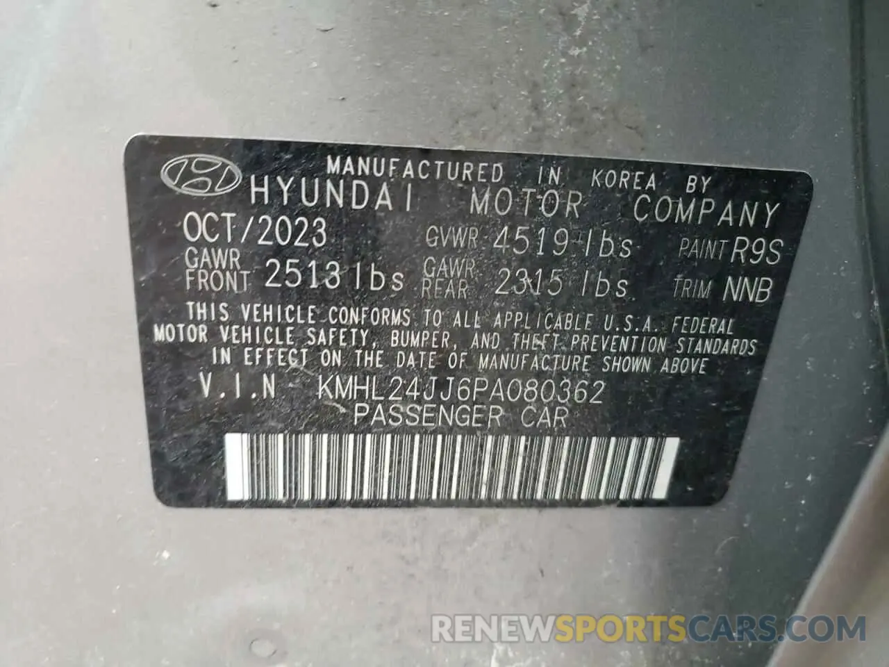 13 fotografías del automóvil dañado KMHL24JJ6PA080362 HYUNDAI SONATA 2023