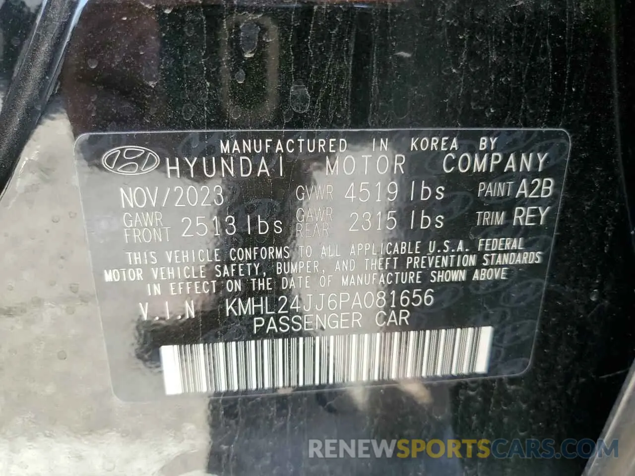 12 fotografías del automóvil dañado KMHL24JJ6PA081656 HYUNDAI SONATA 2023