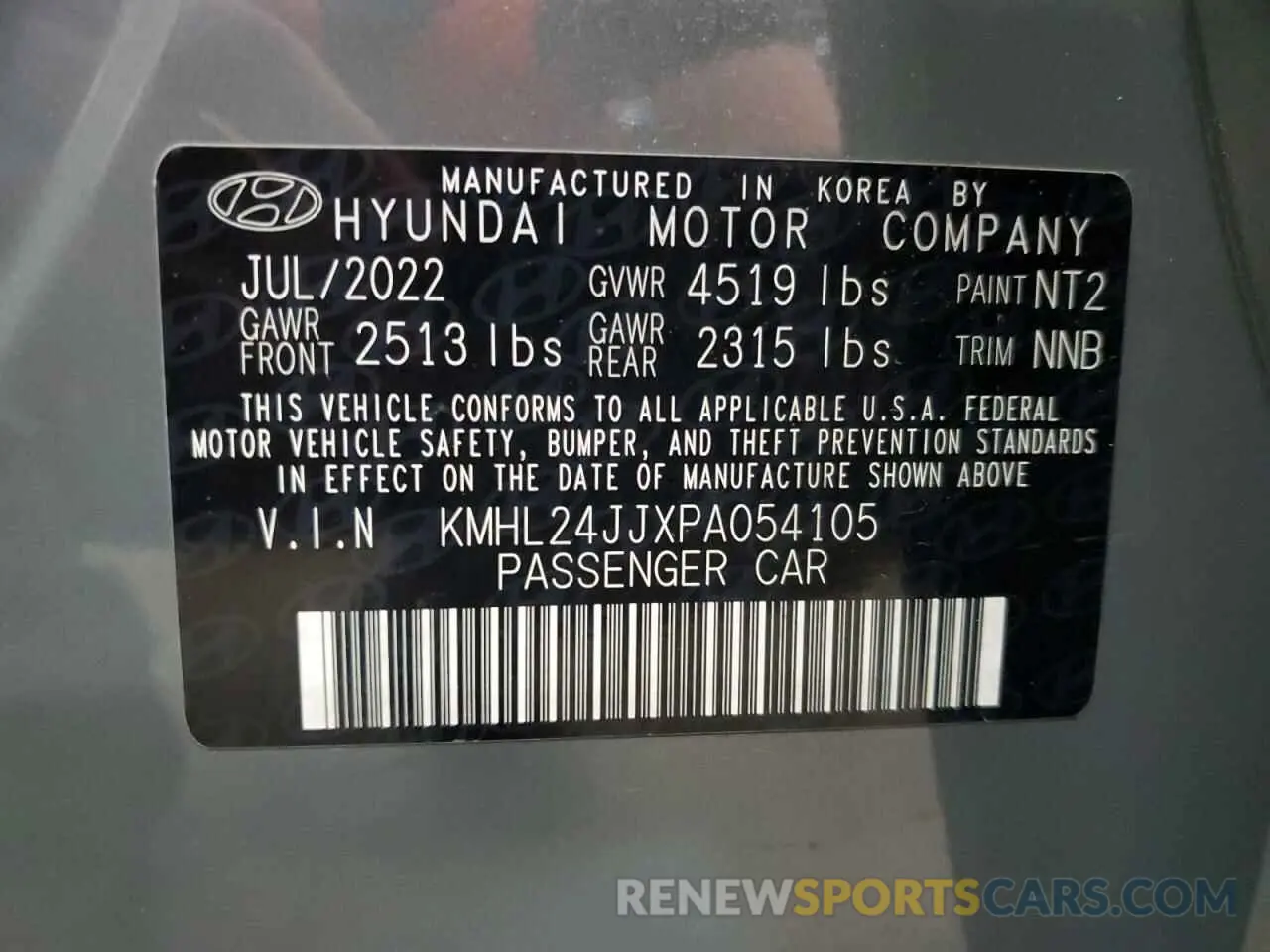 12 fotografías del automóvil dañado KMHL24JJXPA054105 HYUNDAI SONATA 2023