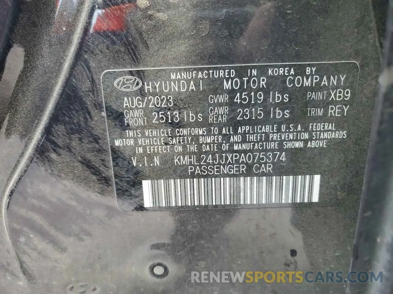 13 fotografías del automóvil dañado KMHL24JJXPA075374 HYUNDAI SONATA 2023