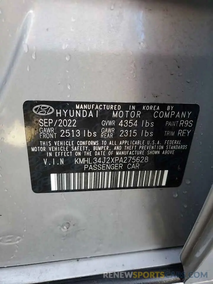 13 fotografías del automóvil dañado KMHL34J2XPA275628 HYUNDAI SONATA 2023