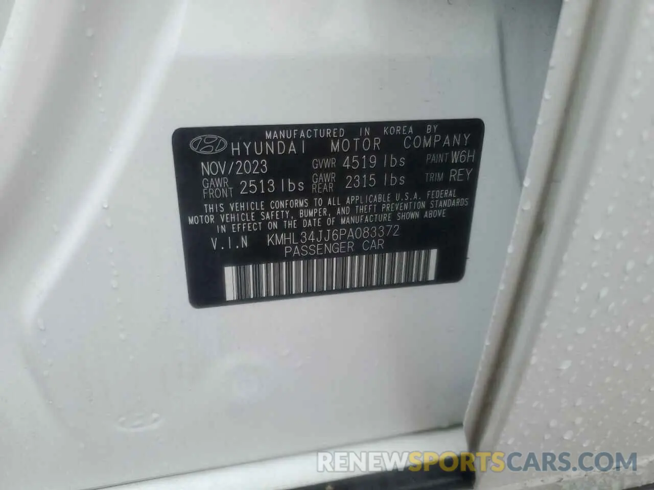 12 fotografías del automóvil dañado KMHL34JJ6PA083372 HYUNDAI SONATA 2023
