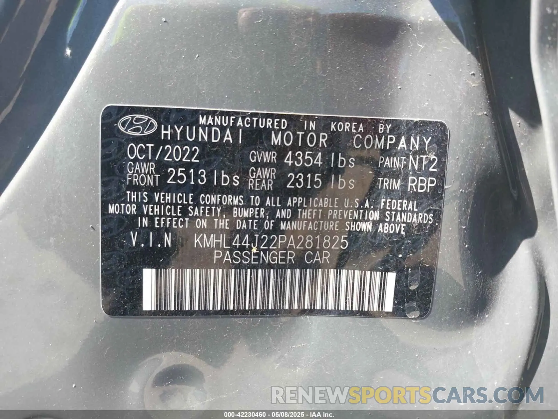 9 fotografías del automóvil dañado KMHL44J22PA281825 HYUNDAI SONATA 2023