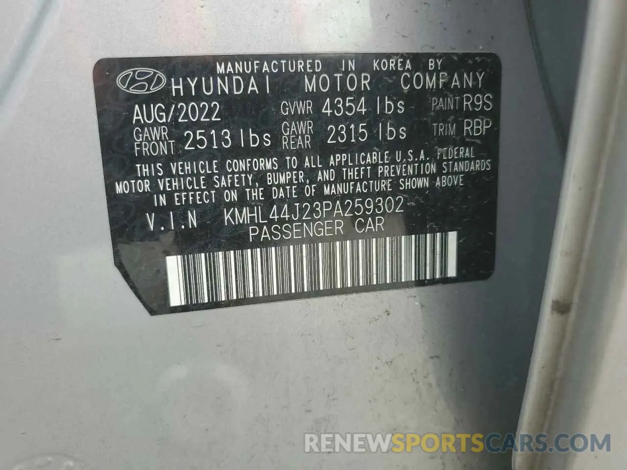 12 fotografías del automóvil dañado KMHL44J23PA259302 HYUNDAI SONATA 2023