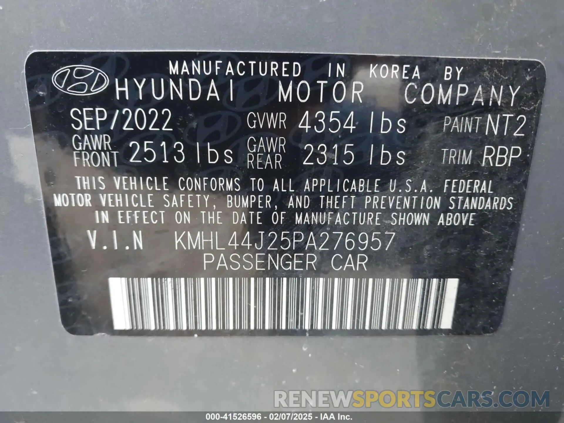 9 fotografías del automóvil dañado KMHL44J25PA276957 HYUNDAI SONATA 2023