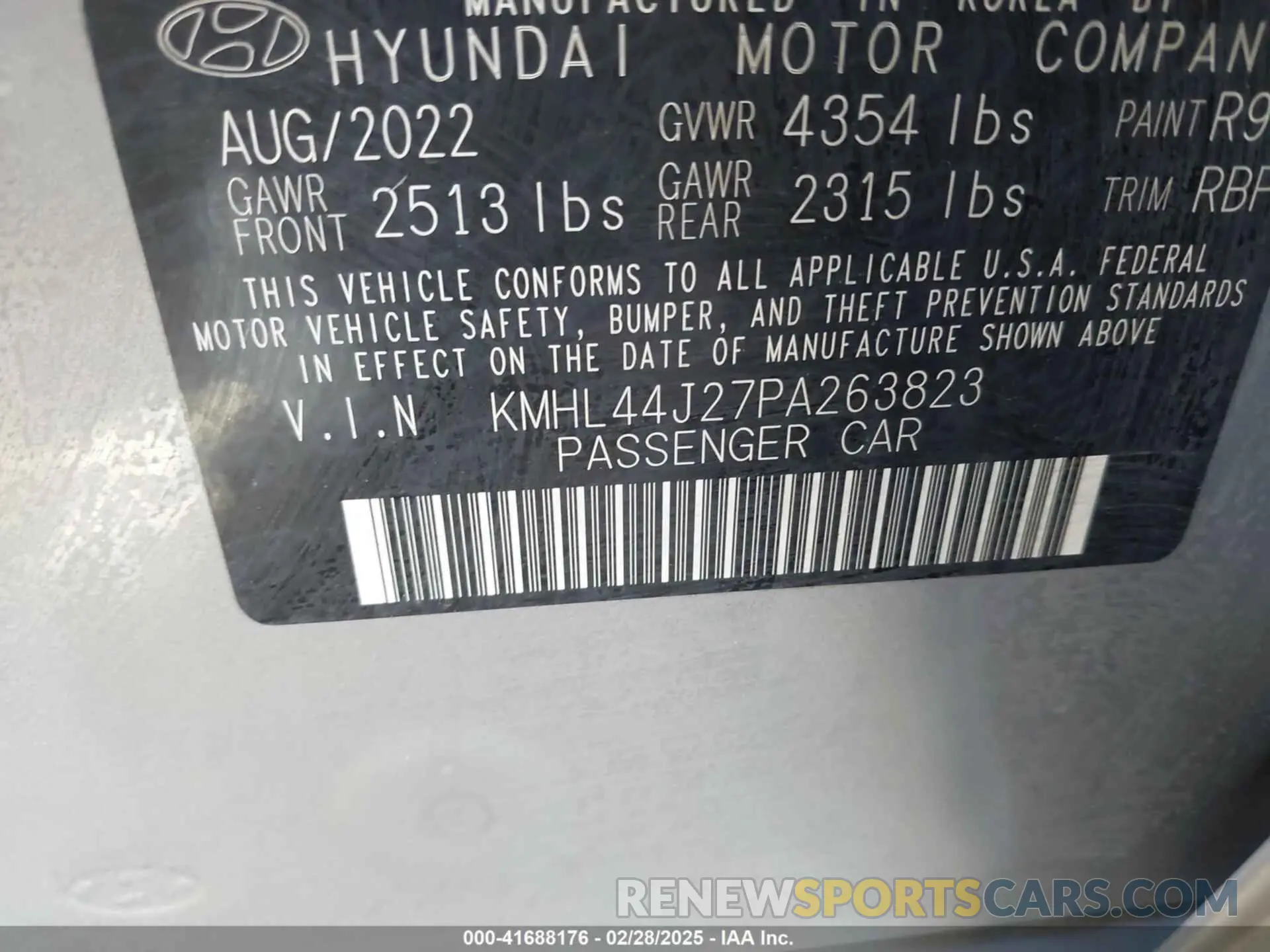 9 fotografías del automóvil dañado KMHL44J27PA263823 HYUNDAI SONATA 2023