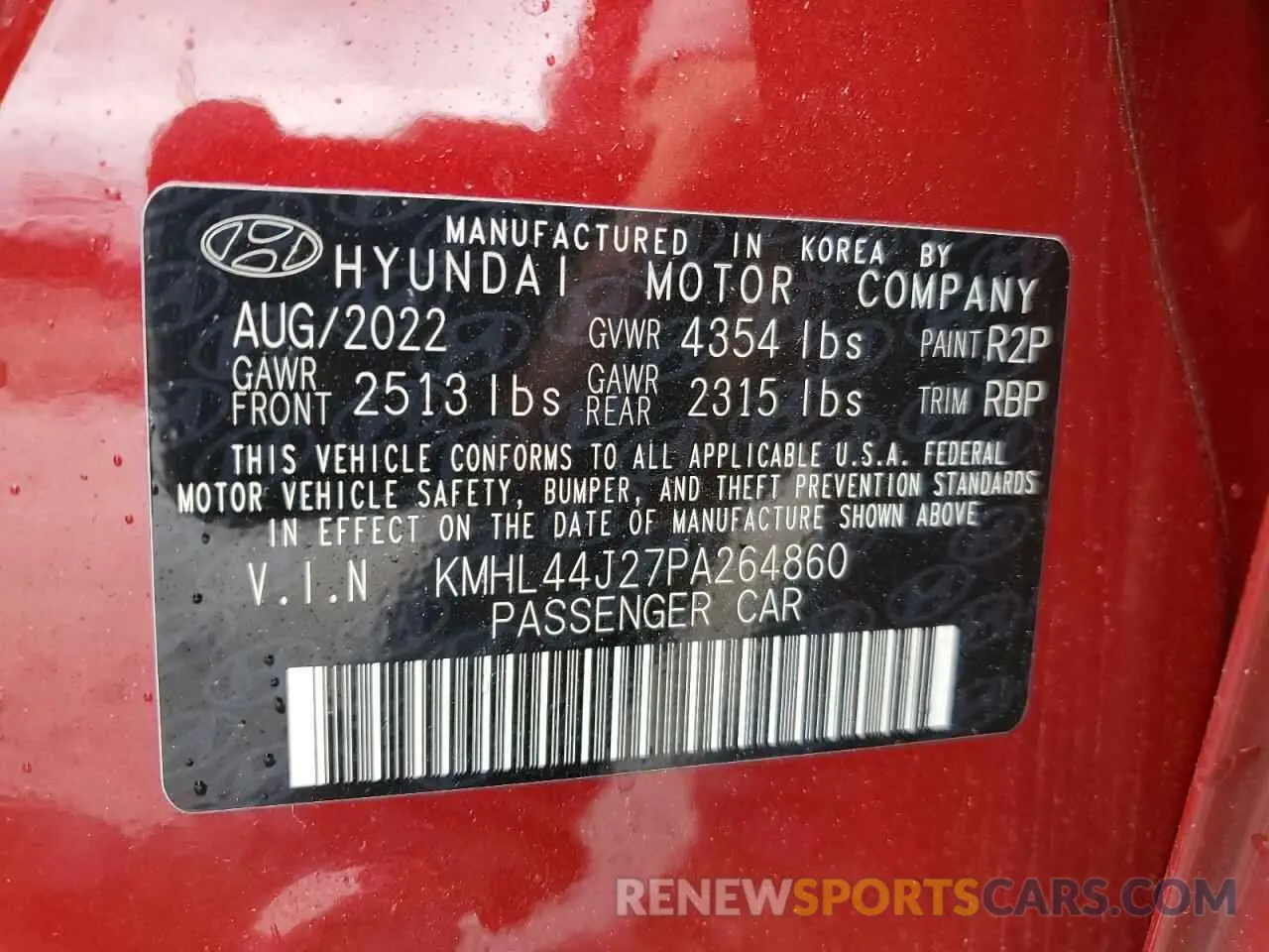 13 fotografías del automóvil dañado KMHL44J27PA264860 HYUNDAI SONATA 2023