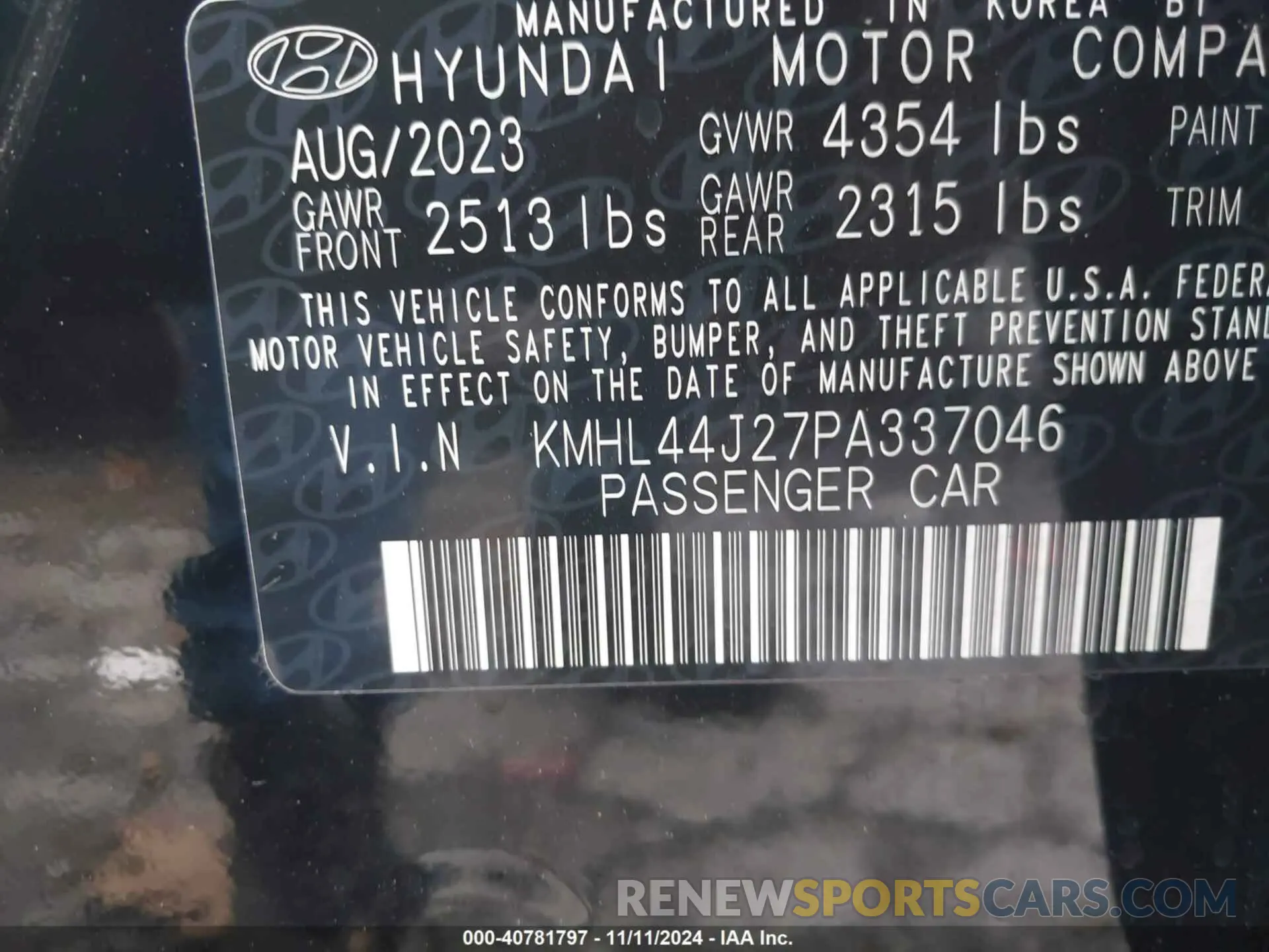 9 fotografías del automóvil dañado KMHL44J27PA337046 HYUNDAI SONATA 2023