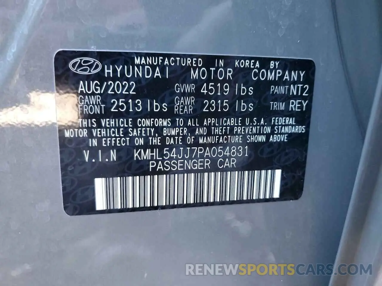 12 fotografías del automóvil dañado KMHL54JJ7PA054831 HYUNDAI SONATA 2023