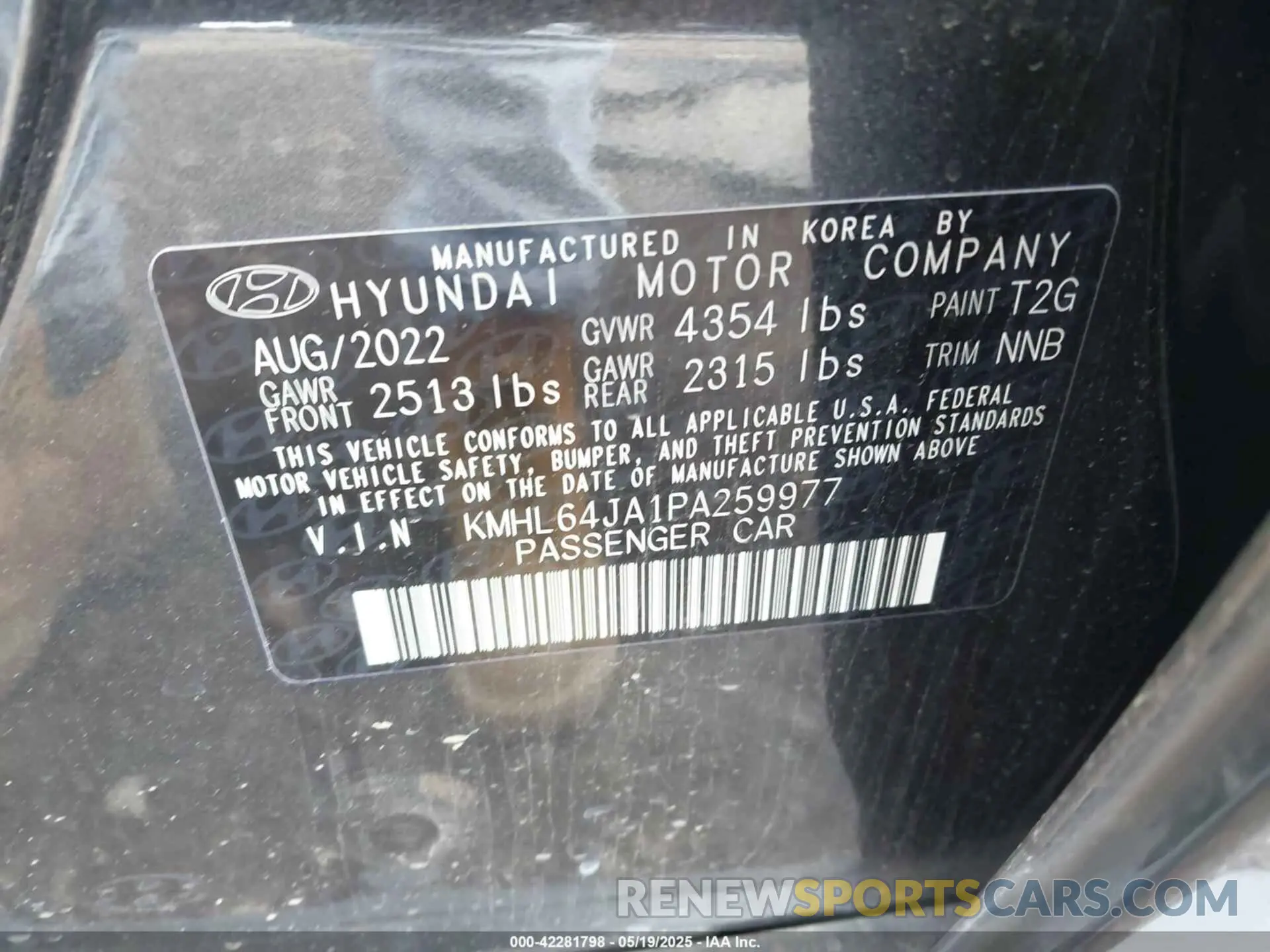9 fotografías del automóvil dañado KMHL64JA1PA259977 HYUNDAI SONATA 2023
