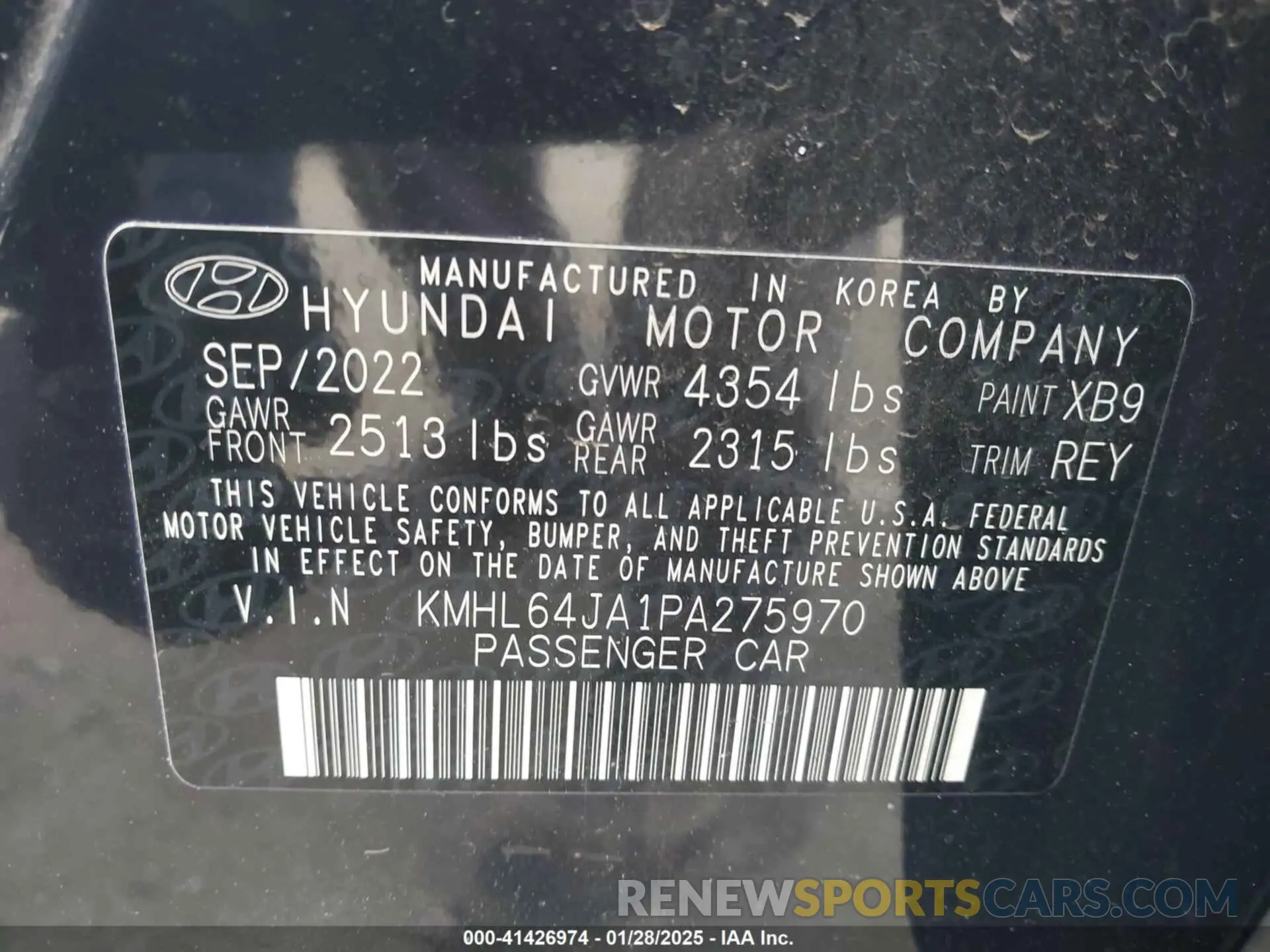 9 fotografías del automóvil dañado KMHL64JA1PA275970 HYUNDAI SONATA 2023