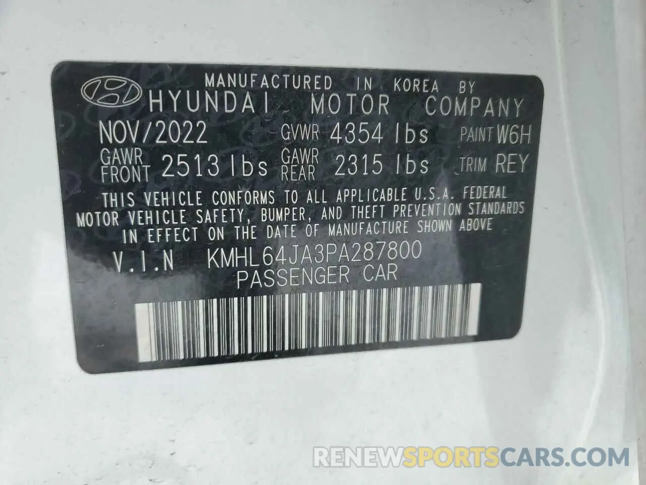 12 fotografías del automóvil dañado KMHL64JA3PA287800 HYUNDAI SONATA 2023