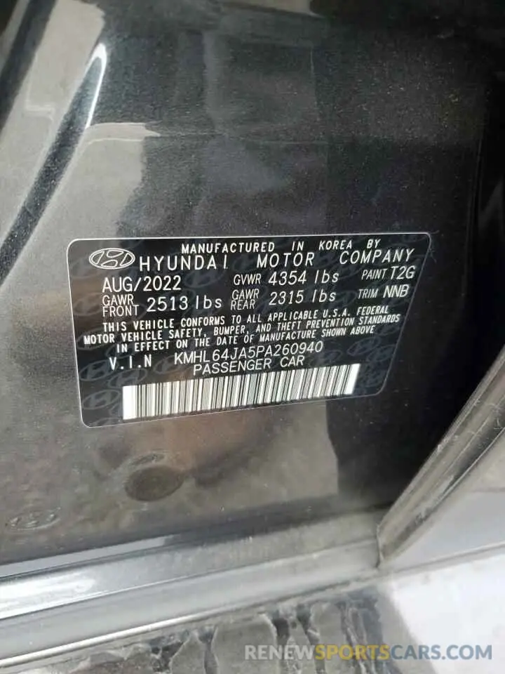 12 fotografías del automóvil dañado KMHL64JA5PA260940 HYUNDAI SONATA 2023