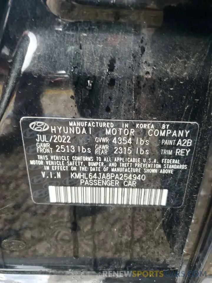 12 fotografías del automóvil dañado KMHL64JA8PA254940 HYUNDAI SONATA 2023