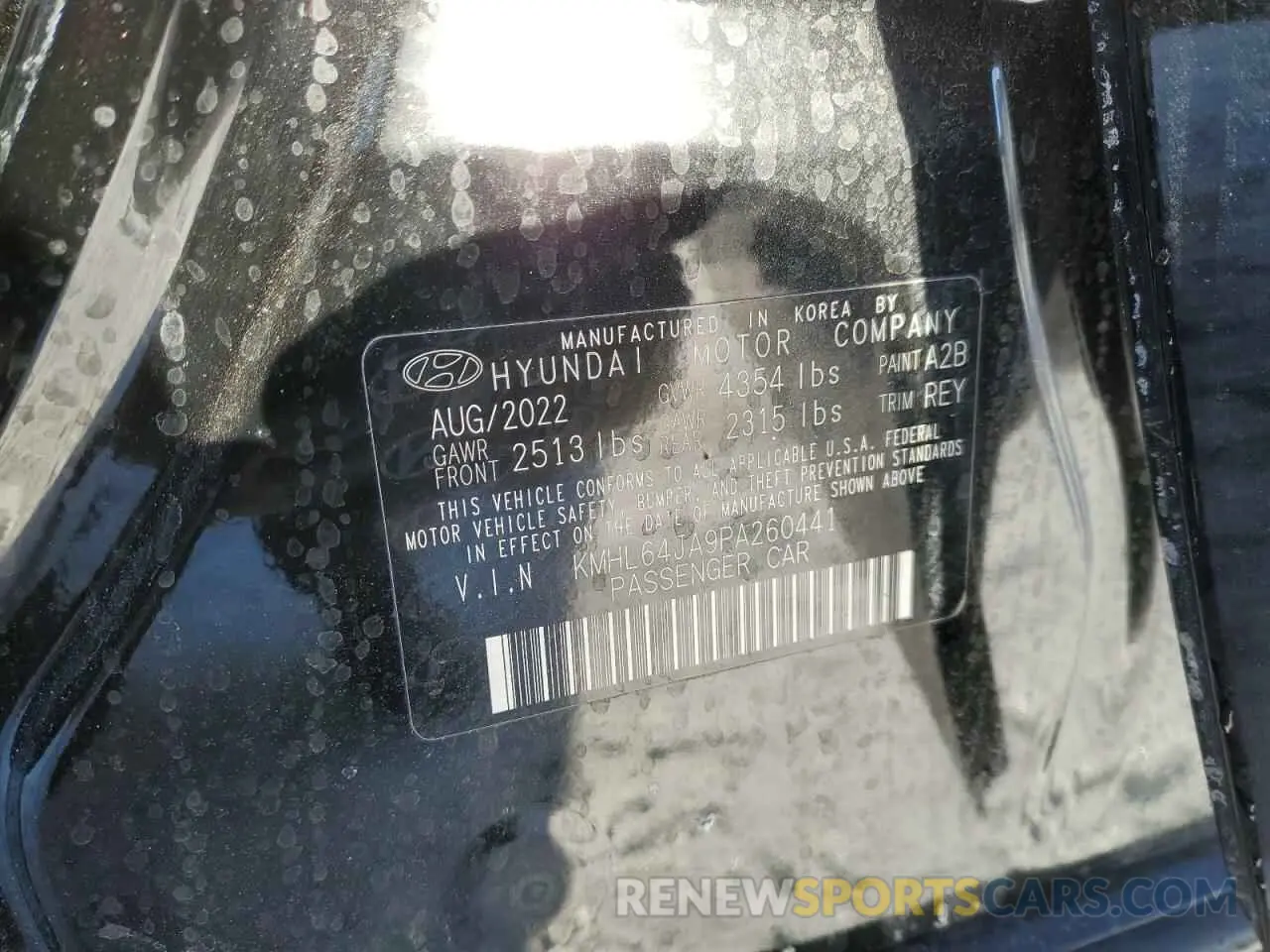 12 fotografías del automóvil dañado KMHL64JA9PA260441 HYUNDAI SONATA 2023