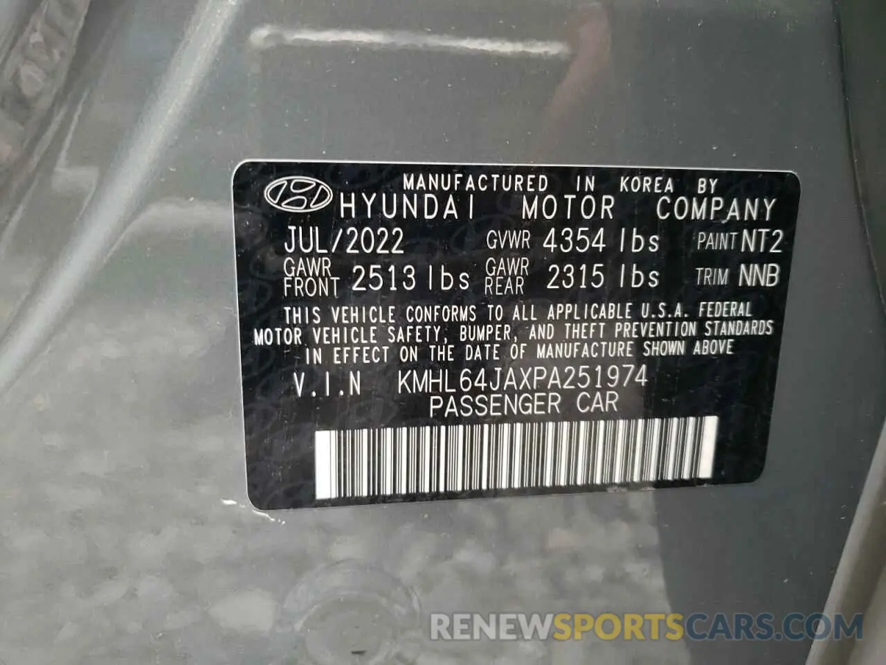 12 fotografías del automóvil dañado KMHL64JAXPA251974 HYUNDAI SONATA 2023