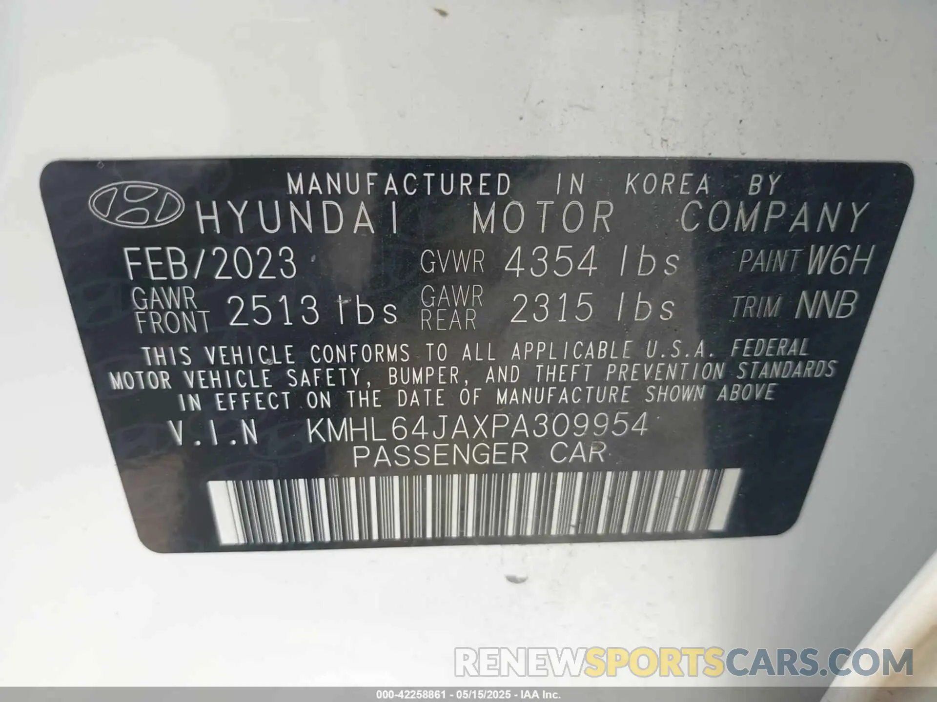 9 fotografías del automóvil dañado KMHL64JAXPA309954 HYUNDAI SONATA 2023