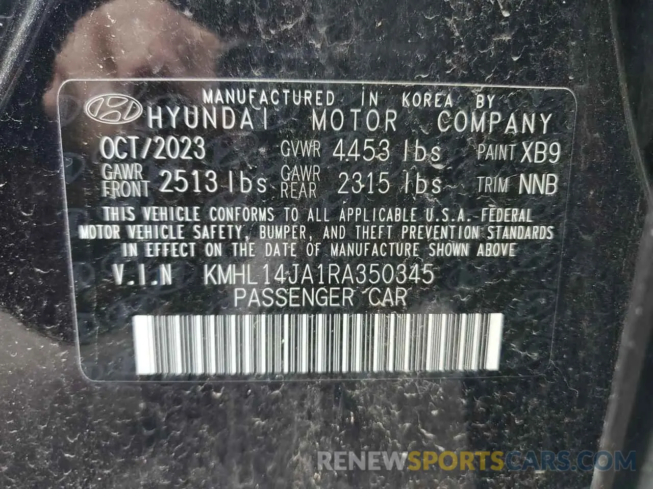 13 fotografías del automóvil dañado KMHL14JA1RA350345 HYUNDAI SONATA 2024