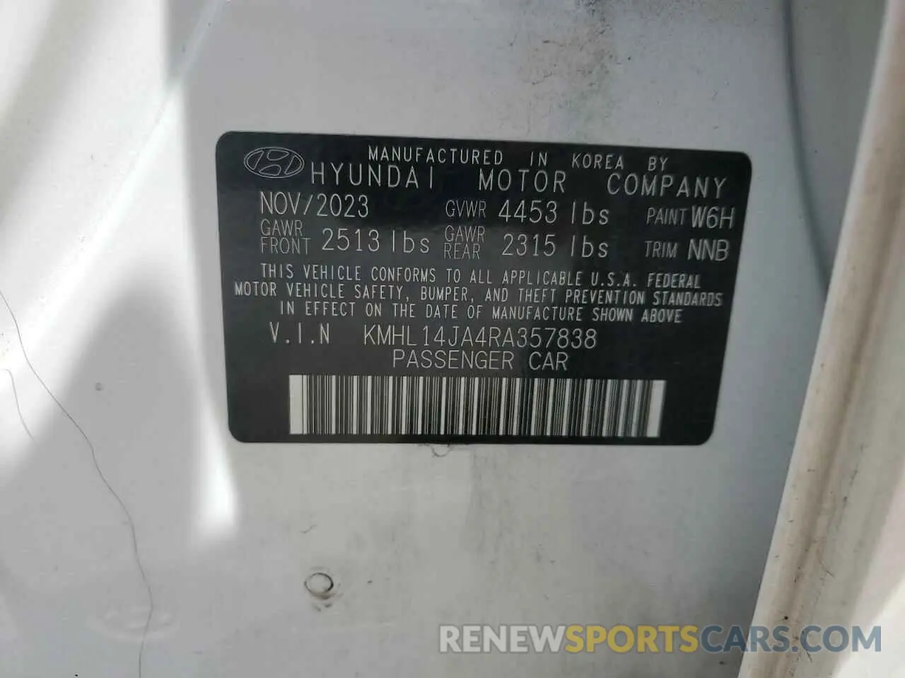 12 fotografías del automóvil dañado KMHL14JA4RA357838 HYUNDAI SONATA 2024