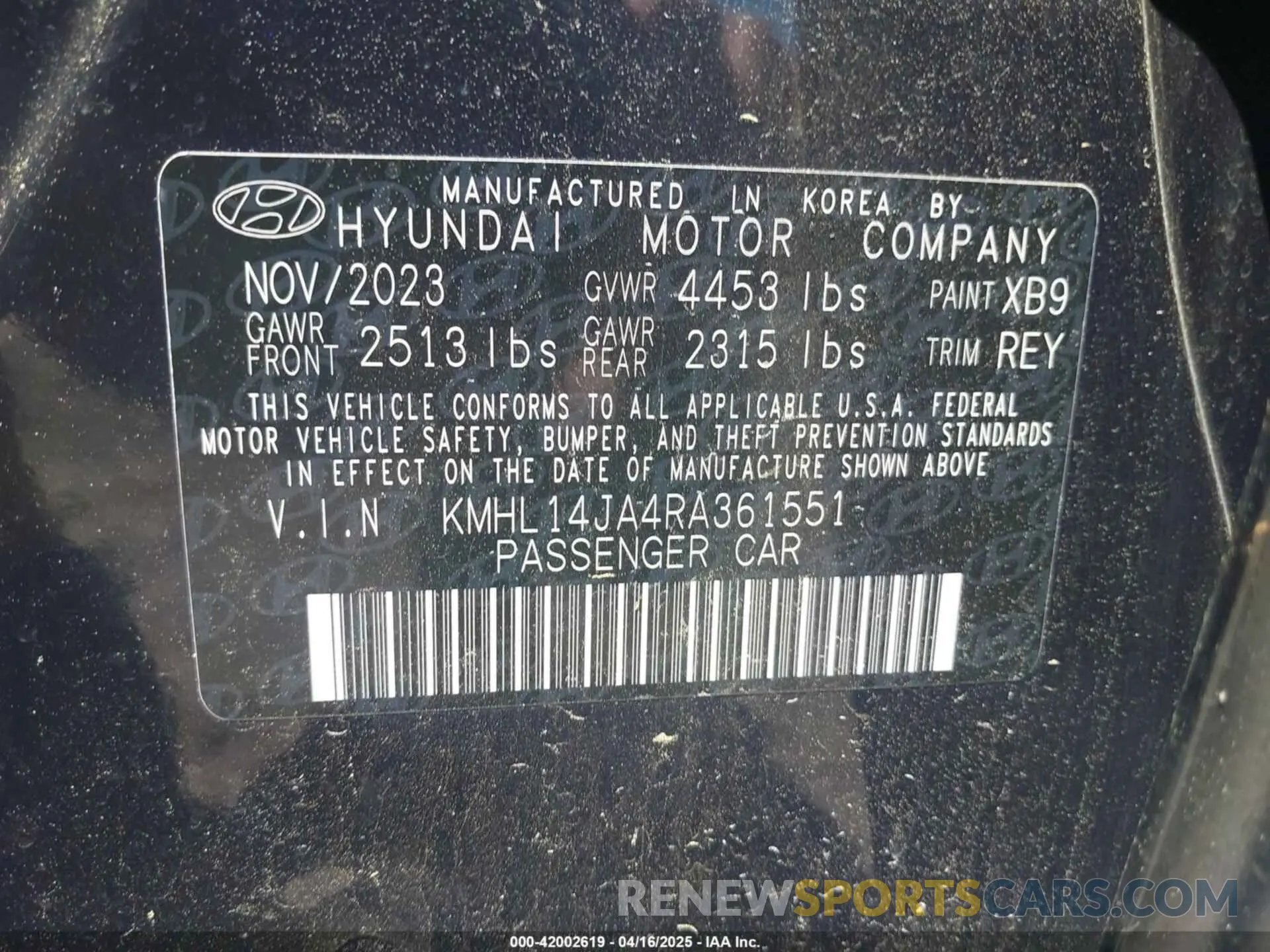 9 fotografías del automóvil dañado KMHL14JA4RA361551 HYUNDAI SONATA 2024