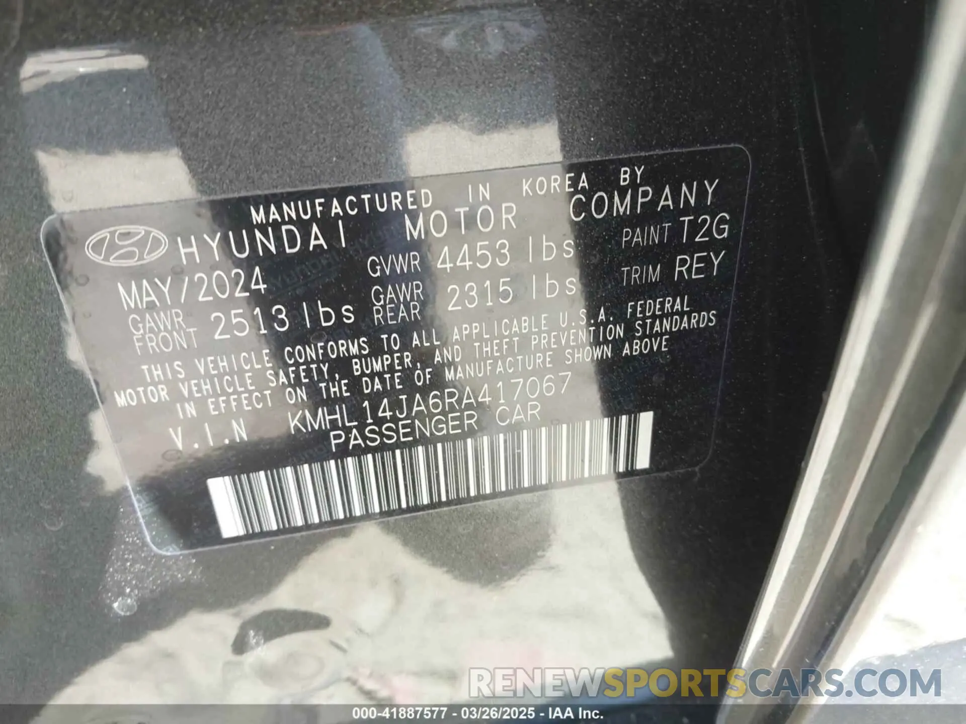 9 fotografías del automóvil dañado KMHL14JA6RA417067 HYUNDAI SONATA 2024