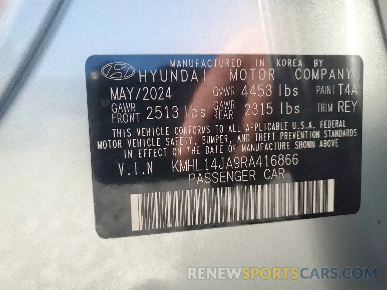 13 fotografías del automóvil dañado KMHL14JA9RA416866 HYUNDAI SONATA 2024