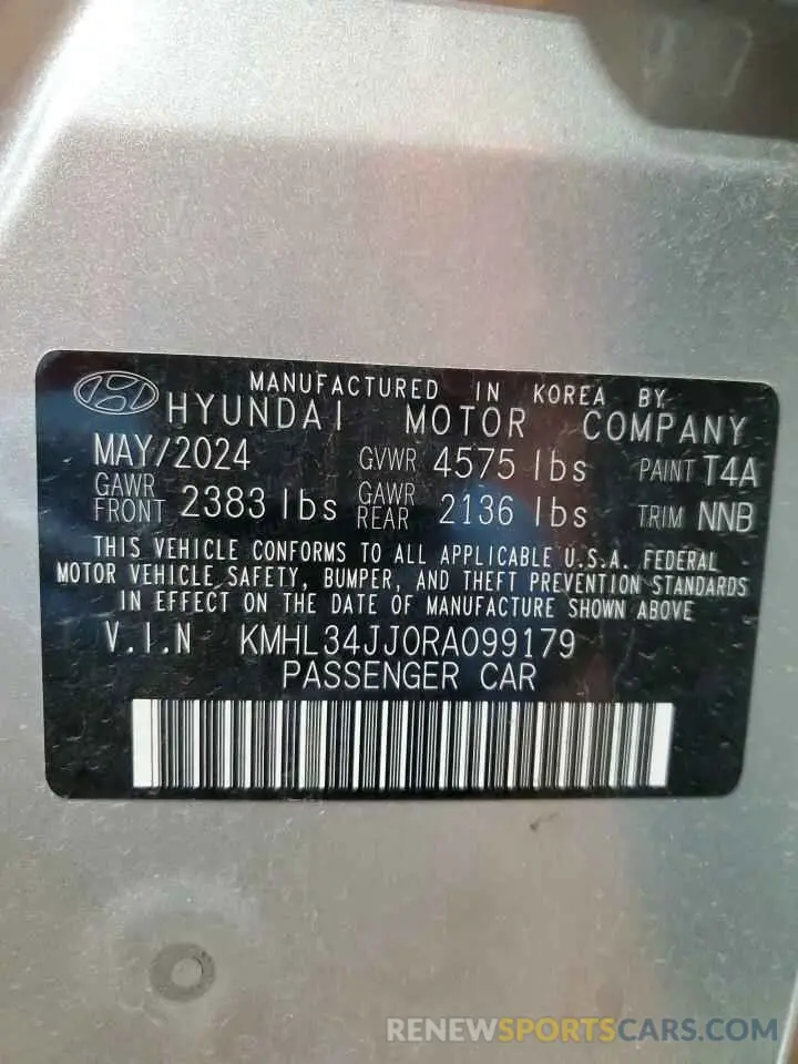 12 fotografías del automóvil dañado KMHL34JJ0RA099179 HYUNDAI SONATA 2024