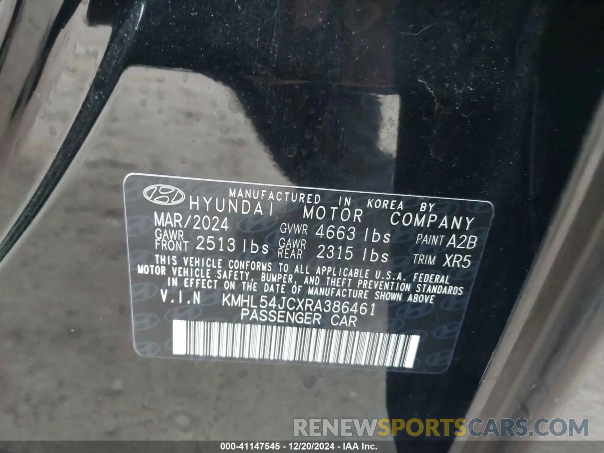 9 fotografías del automóvil dañado KMHL54JCXRA386461 HYUNDAI SONATA 2024