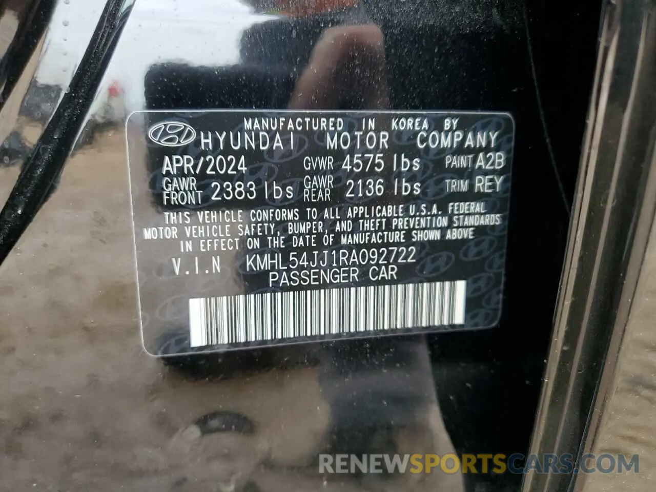 12 fotografías del automóvil dañado KMHL54JJ1RA092722 HYUNDAI SONATA 2024