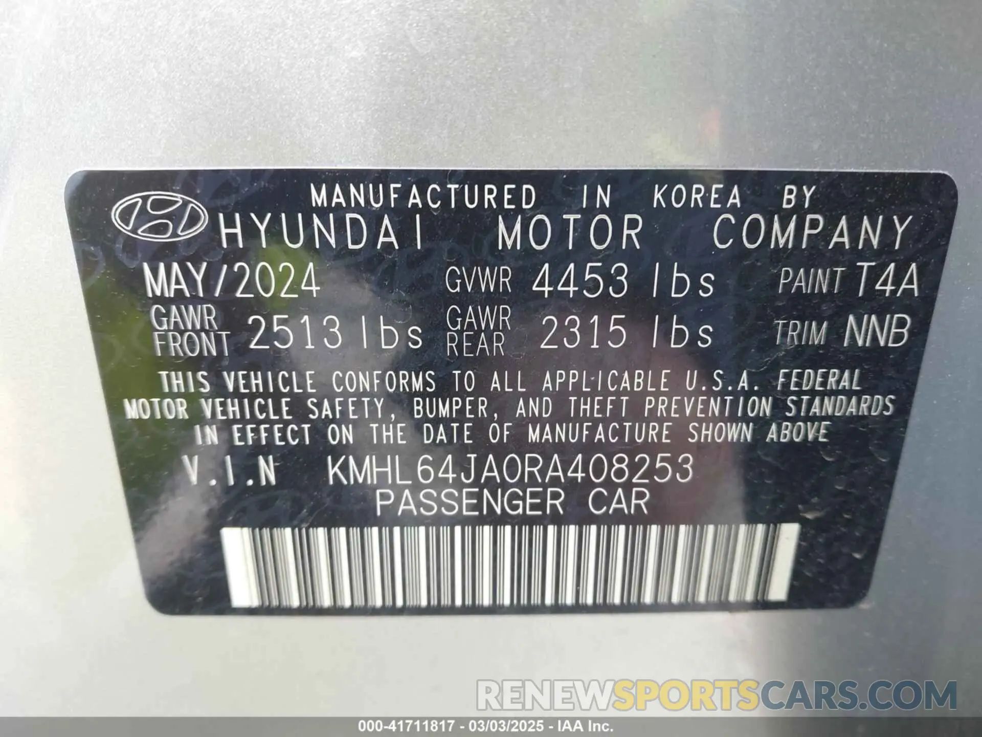 9 fotografías del automóvil dañado KMHL64JA0RA408253 HYUNDAI SONATA 2024