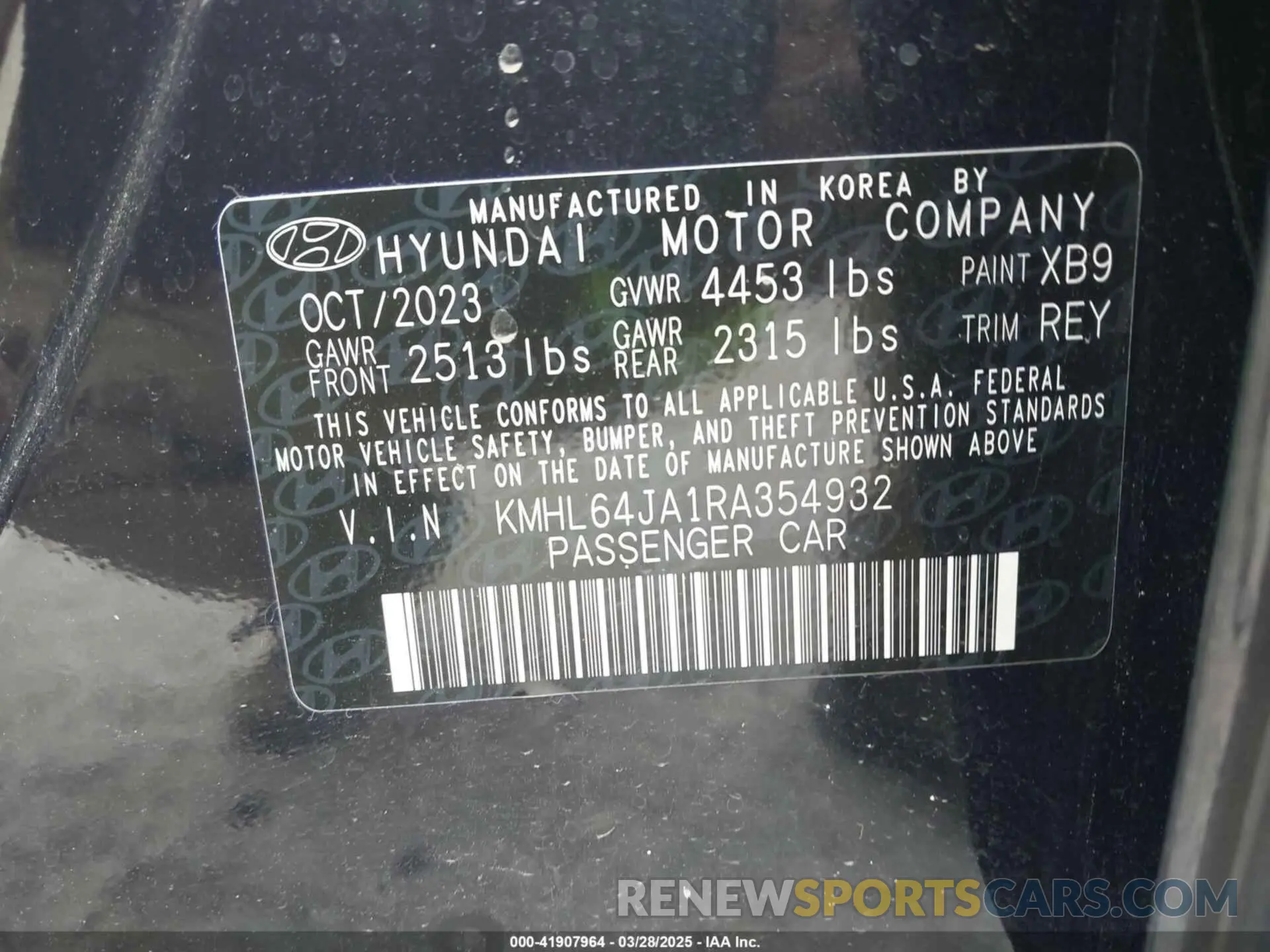 9 fotografías del automóvil dañado KMHL64JA1RA354932 HYUNDAI SONATA 2024