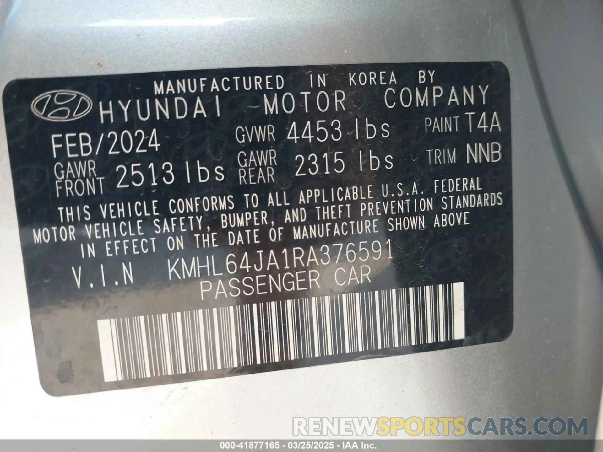 9 fotografías del automóvil dañado KMHL64JA1RA376591 HYUNDAI SONATA 2024