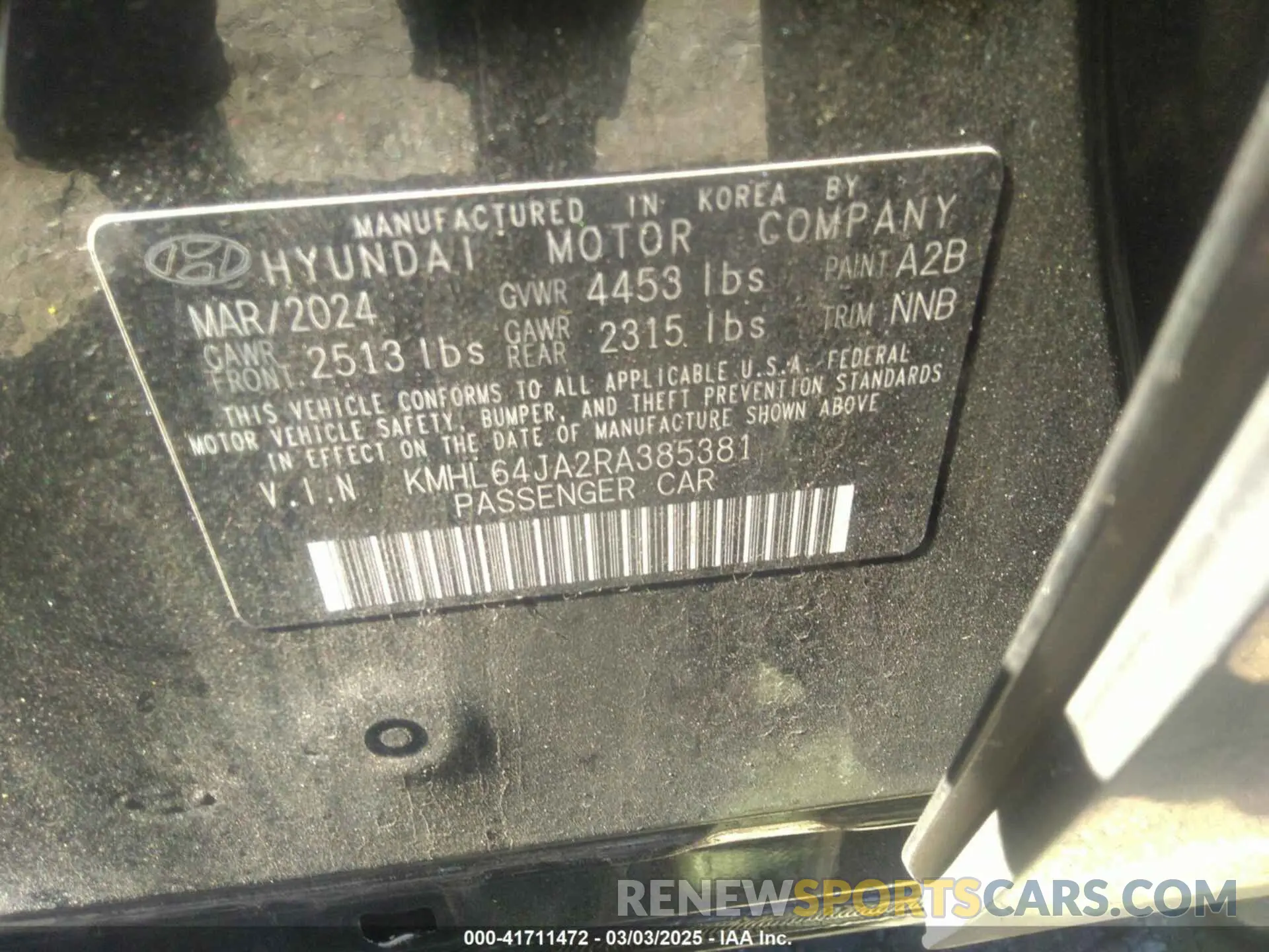 9 fotografías del automóvil dañado KMHL64JA2RA385381 HYUNDAI SONATA 2024