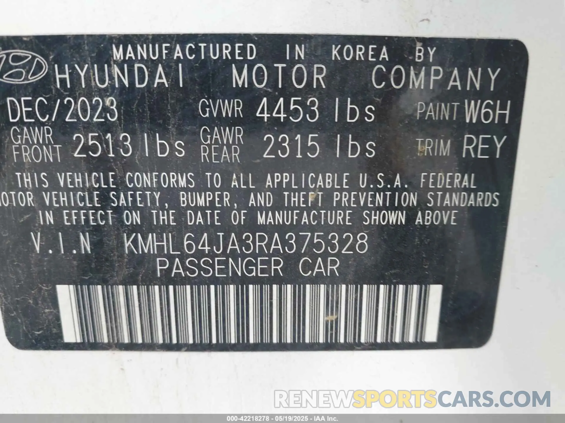 9 fotografías del automóvil dañado KMHL64JA3RA375328 HYUNDAI SONATA 2024