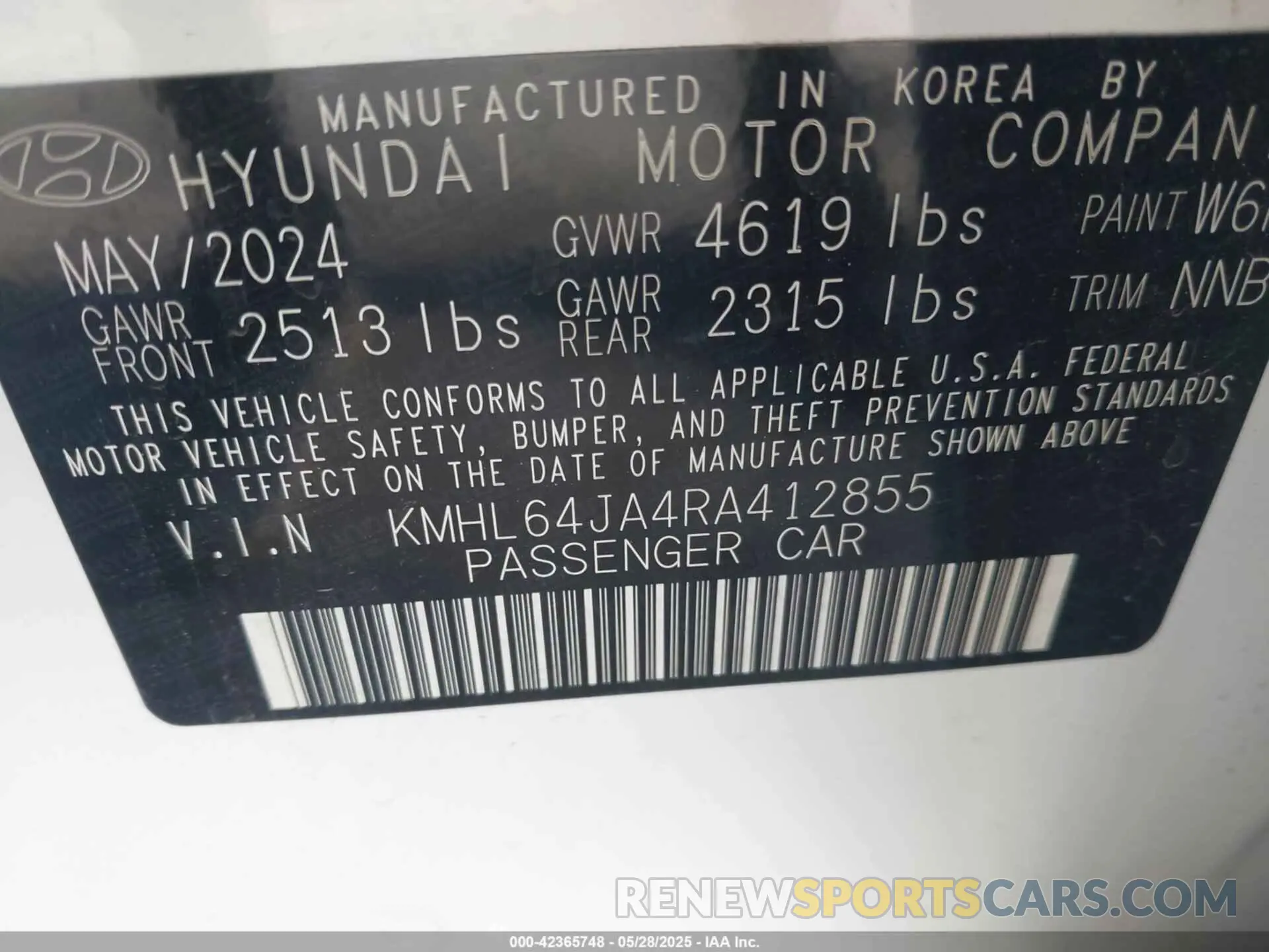 9 fotografías del automóvil dañado KMHL64JA4RA412855 HYUNDAI SONATA 2024