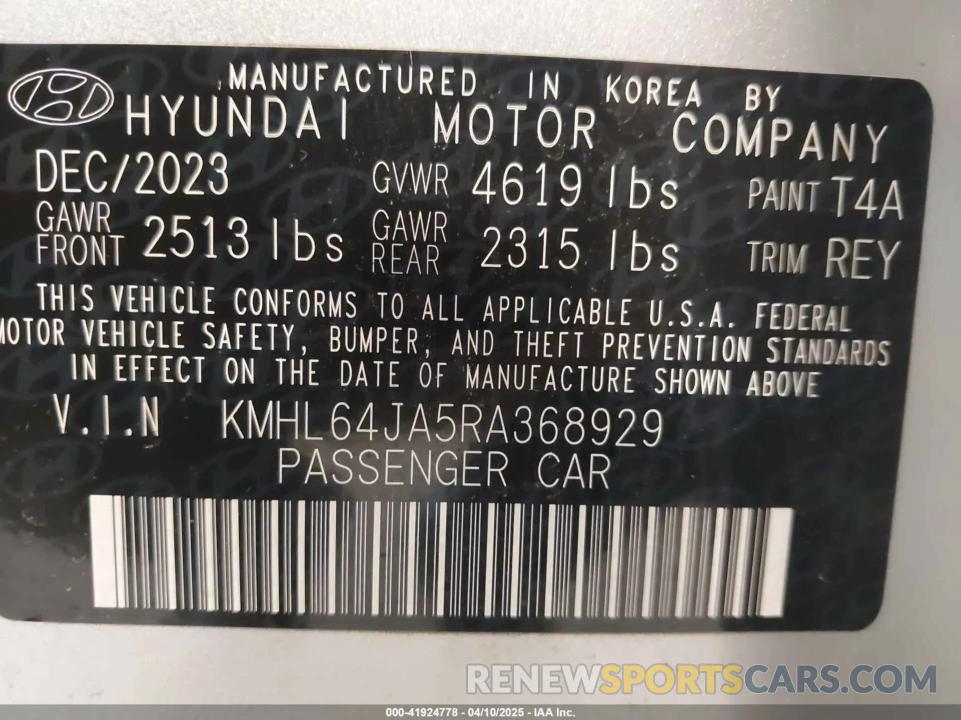 9 fotografías del automóvil dañado KMHL64JA5RA368929 HYUNDAI SONATA 2024