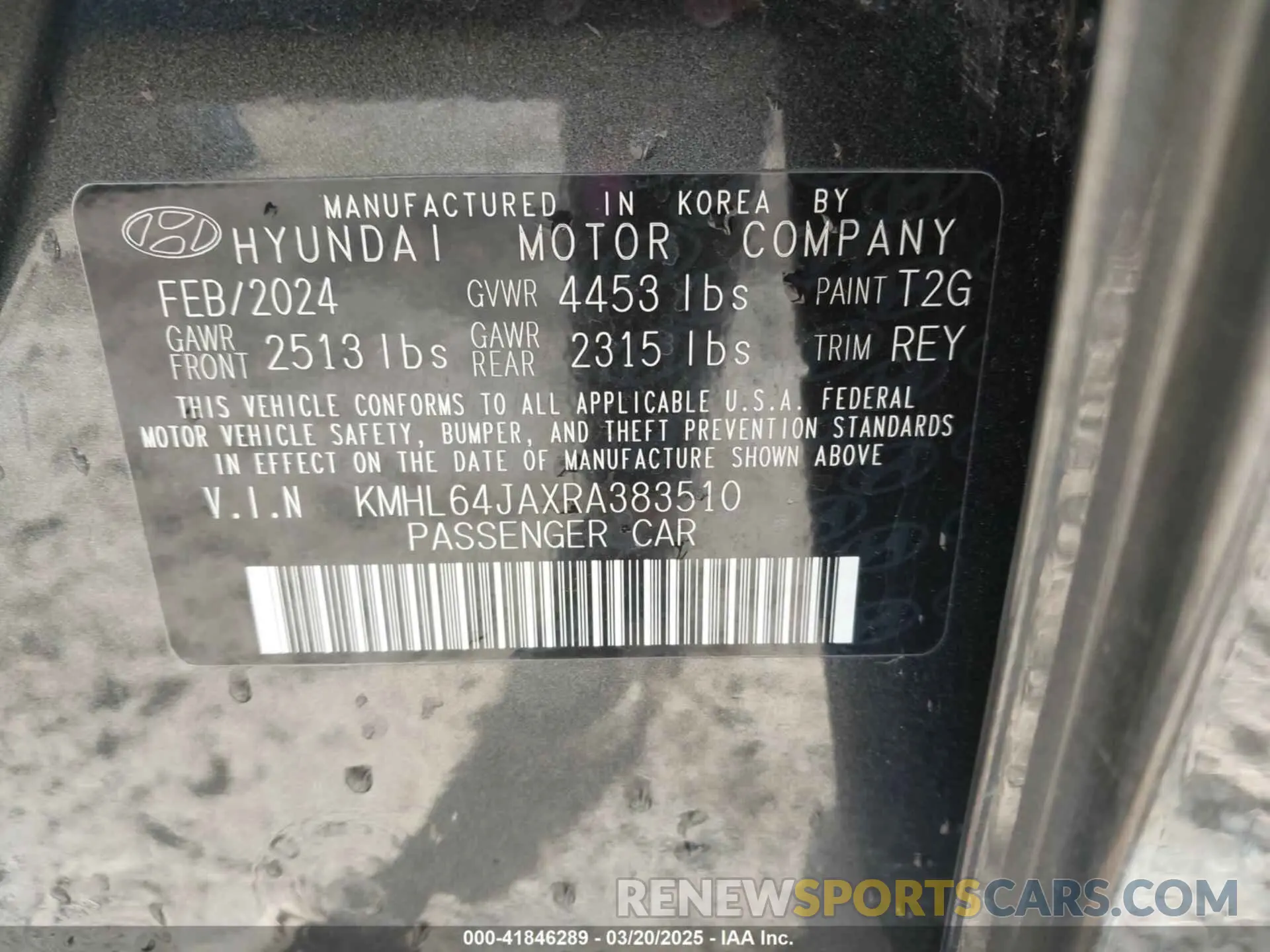 9 fotografías del automóvil dañado KMHL64JAXRA383510 HYUNDAI SONATA 2024