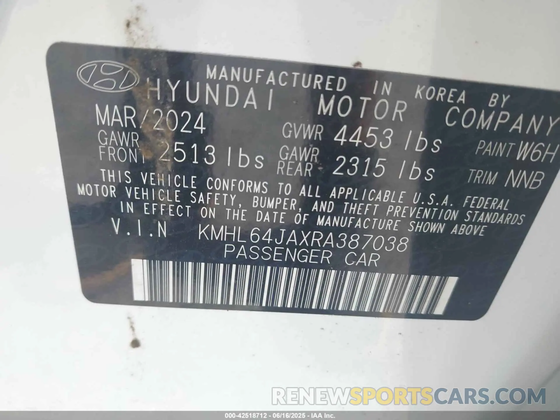 9 fotografías del automóvil dañado KMHL64JAXRA387038 HYUNDAI SONATA 2024