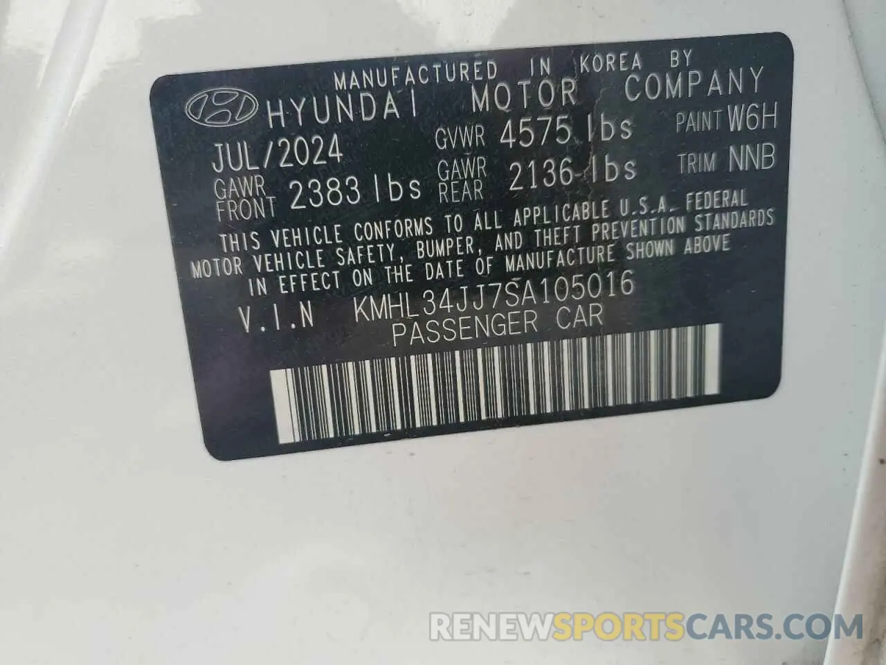 12 fotografías del automóvil dañado KMHL34JJ7SA105016 HYUNDAI SONATA 2025