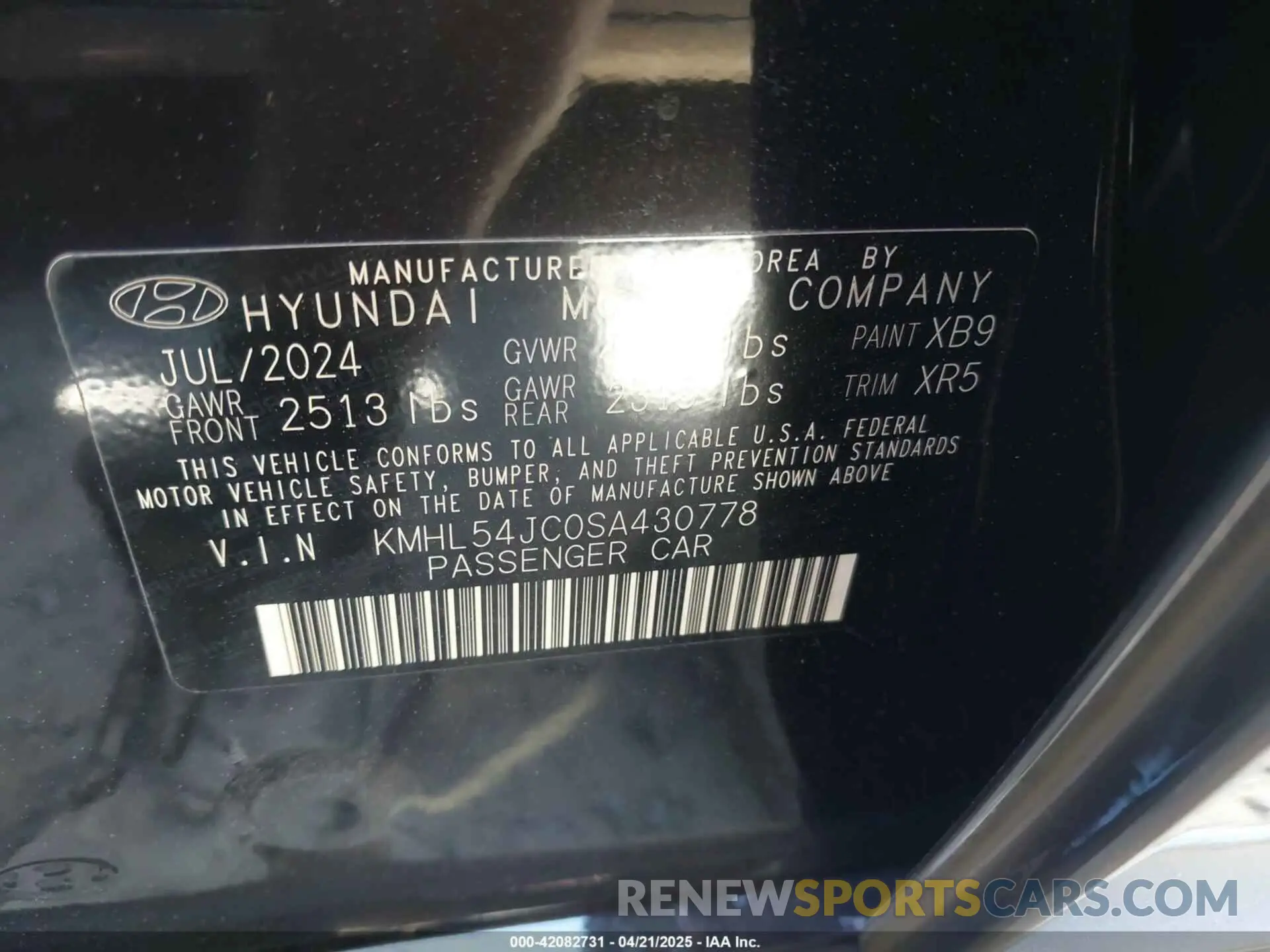 9 fotografías del automóvil dañado KMHL54JC0SA430778 HYUNDAI SONATA 2025
